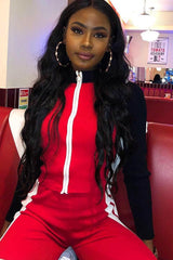 Red White Black Striped Tracksuit - Greylynn