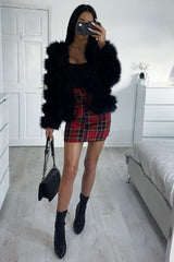 Red Tartan Belted Pleated Mini Skirt - Danyka