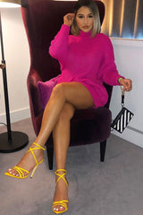 Pink Chunky Knit Jumper Dress - Maci