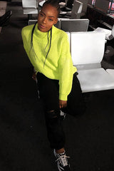 Lime Chunky Knit Jumper Dress - Maci