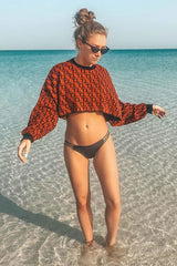 Rust Repeat Print Crop Jumper - Ryhanna