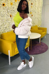 Lime Green Knitted One Shoulder Jumper - Jayleah