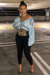 Black High Waist Seam Front Crepe Leggings - Liviah