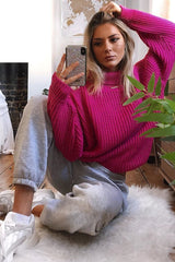 Pink Chunky Knit Jumper Dress - Maci