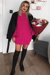 Pink Chunky Knit Jumper Dress - Maci