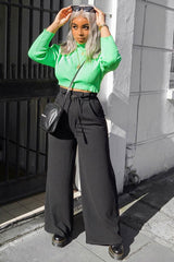 Neon Green Rib Roll Neck Crop Jumper - Hayvin