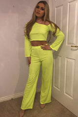 Neon Yellow Off Shoulder Loungewear Set - Emarie