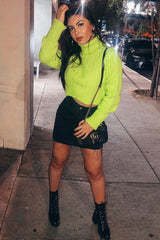 Lime Wide Rib Roll Neck Jumper - Joyanna