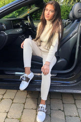 Stone Rib Crop Jumper Loungewear Set - Ayriana