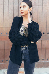 Black Chunky Knit Oversized Cardigan - Eaden