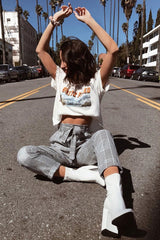 Hounds-Tooth Tapered Trousers With Turned Up Hem - Kharli