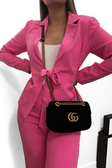 Pink Tie Front Blazer Wide Leg Trouser Co-Ord - Saphira