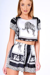 Black And White Leopard Print Co-Ord Set - Eylise
