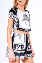 Black And White Leopard Print Co-Ord Set - Eylise