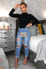 Black Ruffle Neck Bodysuit - Trudy