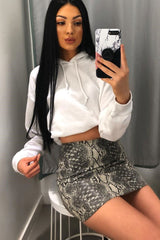 Grey Snake Faux Leather Mini Skirt - Enisa