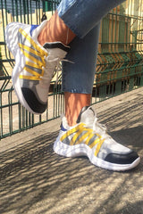 Yellow Blue Detail Chunky Trainers - Kianny