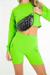 Black Patent Quilted Zip Front Bum Bag - Eldora