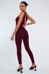 White Knot Strap Slinky Jumpsuit - Imani