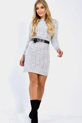 Grey Cable Knit Jumper Midi Dress - Jaylie