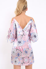 Pink Paisley Print Split Sleeve Dress - Giani