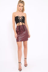 Black Eyelet Lace Up Bandeau Crop Top - Jolene