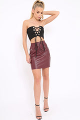 Black Eyelet Lace Up Bandeau Crop Top - Jolene