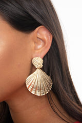 Gold Shell Detail Drop Earrings - Esty