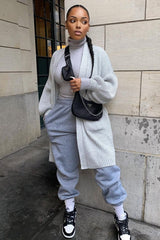 Grey Longline Knit Cardigan - Abbie