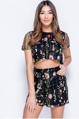 Black Embroidered Floral Co-ord - Roxy