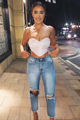 Pink Glitter Corset Detail Bralet - Delmy