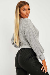 Grey Wrap Tie Details Cardigan - Lucy