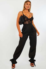 Black Straight Leg Ankle Tie Trouser - Darby