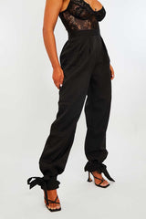 Black Straight Leg Ankle Tie Trouser - Darby