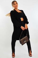 Black Longline Knit Cardigan - Abbie