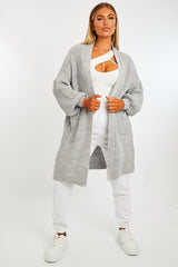Grey Longline Knit Cardigan - Abbie