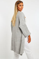 Grey Longline Knit Cardigan - Abbie