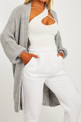 Grey Longline Knit Cardigan - Abbie