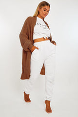Brown Longline Knit Cardigan - Abbie