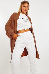 Brown Longline Knit Cardigan - Abbie