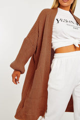 Brown Longline Knit Cardigan - Abbie
