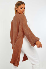 Brown Longline Knit Cardigan - Abbie