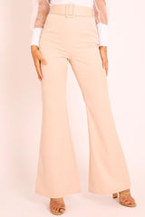 Nude Belted Wide Leg Trousers - Isadore