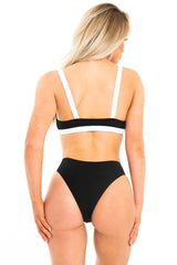 Black and White Buckle Detail Cut Out Bikini - Duru
