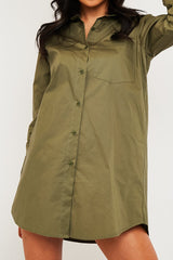 Khaki Oversized Shirt Dress - Chelby