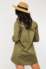 Khaki Oversized Shirt Dress - Chelby