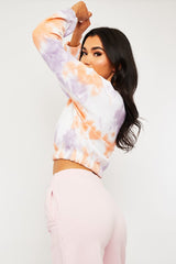 Orange Tie Dye Gathered Waist Sweatshirt - Amirra