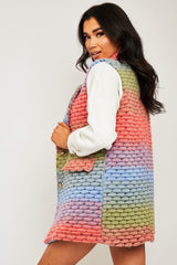 Multi Chunky Knit Sleeveless Shacket - Shanya