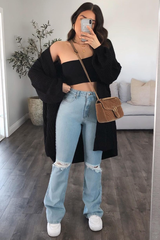 Black Longline Knit Cardigan - Abbie