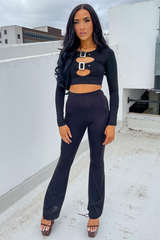 Black Buckled Detail Crop Top - Nala